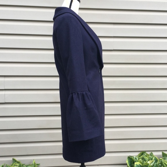 NWT Express Navy Bell Sleeve Shawl Collar Coat - Picture 5 of 7